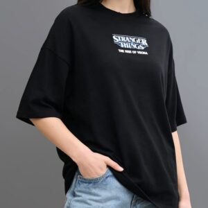 Life Update Printed Oversized T-Shirt (Black)